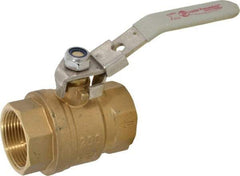 Value Collection - 1-1/4" Pipe, Full Port, Brass Full Port Ball Valve - Inline - One Way Flow, FNPTF x FNPTF Ends, Locking Lever Handle, 200 WOG, 150 WSP - Eagle Tool & Supply