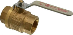 Value Collection - 1-1/2" Pipe, Full Port, Brass UL Listed Ball Valve - Inline - Two Way Flow, FNPT x FNPT Ends, Lever Handle, 600 WOG, 150 WSP - Eagle Tool & Supply