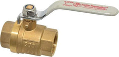 Value Collection - 1" Pipe, Full Port, Brass Full Port Ball Valve - Inline - Two Way Flow, MNPT x FNPT Ends, Lever Handle, 600 WOG, 150 WSP - Eagle Tool & Supply