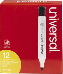 UNIVERSAL - Black, Chisel Tip, Dozen Dry Erase Markers - For Use with Dry Erase Marker Boards - Eagle Tool & Supply