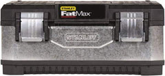 Stanley - 2 Compartment 1 Tray Tool Box - 19-5/8" Wide x 8-11/16" Deep x 11-1/8" High, Metal/Plastic, Black/Silver - Eagle Tool & Supply