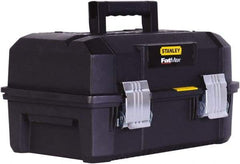 Stanley - 3 Compartment 2 Drawer Tool Box - 17-29/32" Wide x 12-7/64" Deep x 9-13/64" High, Structural Foam, Black - Eagle Tool & Supply