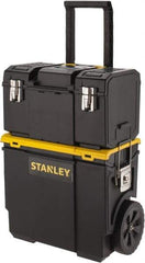 Stanley - 53 Lb Capacity, 1 Bin, 1 Tray Mobile Tool Storage System - 11" Wide x 18-1/2" Deep x 12.8" High, Polypropylene, Black/Yellow - Eagle Tool & Supply