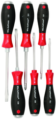 6 Piece - SoftFinish® Cushion Grip Extra Heavy Duty Screwdriver w/ Hex Bolster & Metal Striking Cap Set - #53096 - Includes: Slotted 3.5 - 6.5mm Phillips #1 - 2 - Eagle Tool & Supply