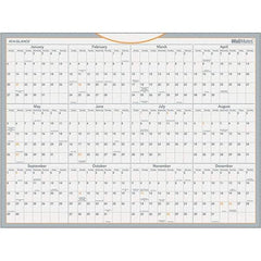 AT-A-GLANCE - 1 Sheet, 24 x 18", Erasable Wall Calendar - Gray, White & Orange - Eagle Tool & Supply