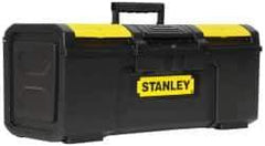 Stanley - 3 Compartment Tool Box - 23-5/16" Wide x 11" Deep x 10-5/32" High, Polypropylene, Black/Yellow - Eagle Tool & Supply