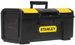 Stanley - 3 Compartment Tool Box - 18-7/8" Wide x 10-1/4" Deep x 9" High, Polypropylene, Black/Yellow - Eagle Tool & Supply