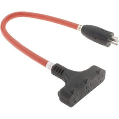 Value Collection - 2', 12/3 Gauge/Conductors, Orange Indoor & Outdoor Extension Cord - 15 Amps, 125 Volts, UL STW - Eagle Tool & Supply