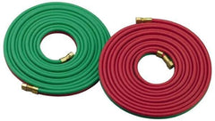 Parker - 3/8" Inside x 0.656" Outside Diam, Grade R Welding Hose - Green & Red, 25' Long, Twin Style, 200 psi Working Pressure - Eagle Tool & Supply