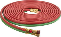 Parker - 1/4" Inside x 17/32" Outside Diam, Grade R Welding Hose - Green & Red, 25' Long, Twin Style, 200 psi Working Pressure - Eagle Tool & Supply