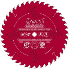 Freud - 10" Diam, 5/8" Arbor Hole Diam, 40 Tooth Wet & Dry Cut Saw Blade - Carbide-Tipped, Standard Round Arbor - Eagle Tool & Supply