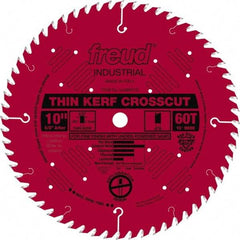 Freud - 10" Diam, 5/8" Arbor Hole Diam, 60 Tooth Wet & Dry Cut Saw Blade - Carbide-Tipped, Standard Round Arbor - Eagle Tool & Supply