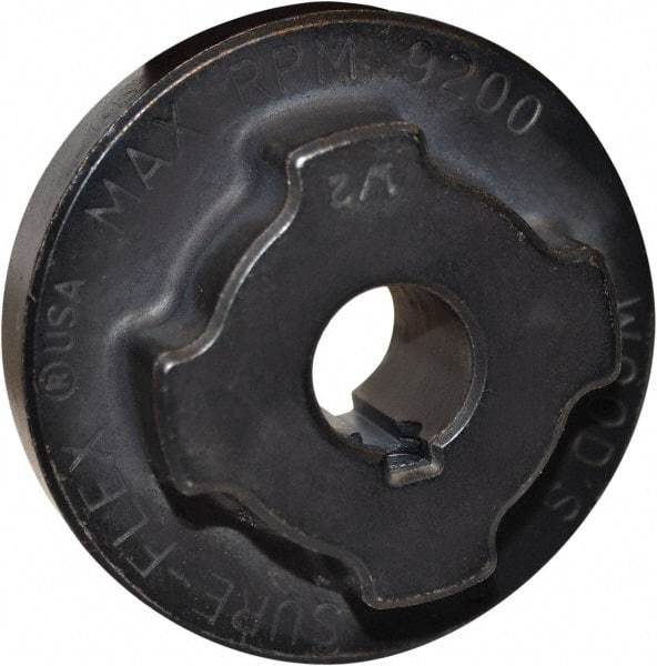 TB Wood's - 7/8" Max Bore Diam, 3/16" x 3/32" Keyway Width x Depth, 4" Hub, 6 Flexible Coupling Flange - 4" OD, 1-5/16" OAL, Cast Iron, Type J - Eagle Tool & Supply