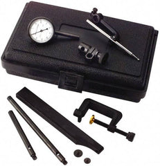 TESA Brown & Sharpe - 8 Piece, 0mm to 0.2mm Measuring Range, 38mm Dial Diam, 0-100 Dial Reading, White Dial Test Indicator Kit - 12.7mm Contact Point Length, 0.001mm Dial Graduation - Eagle Tool & Supply