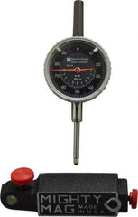 TESA Brown & Sharpe - 0.001" Graduation, 0-100 Dial Reading, Indicator & Base Kit - 4" Base Length x 1" Base Width x 1" Base Height, 2-1/4" Dial Diam - Eagle Tool & Supply