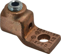 Thomas & Betts - 1-2/0 AWG Noninsulated Compression Connection Square Ring Terminal - 3/8" Stud, 1-15/16" OAL x 13/16" Wide, Copper Contact - Eagle Tool & Supply
