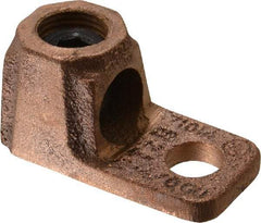 Thomas & Betts - 2-4/0 AWG Noninsulated Crimp Connection D Shaped Ring Terminal - 3/8" Stud, 1-7/8" OAL x 15/16" Wide, Copper Contact - Eagle Tool & Supply