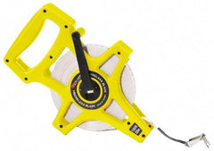 US Tape - 100' x 1/2" White Blade Tape Measure - 1/8", 1mm, & 1 cm Graduation, Inch/Metric Graduation Style, Yellow/Silver Case - Eagle Tool & Supply