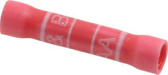 Thomas & Betts - 22 to 18 AWG Compatible, Vinyl Fully Insulated, Crimp-On Butt Splice Terminal - 2 Wire Entries, Copper Contacts, Tin Contact Plating, 1.13" OAL, Red - Eagle Tool & Supply