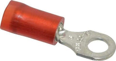 Thomas & Betts - 22-16 AWG Partially Insulated Crimp Connection D Shaped Ring Terminal - #6 Stud, 0.86" OAL x 0.26" Wide, Tin Plated Copper Contact - Eagle Tool & Supply