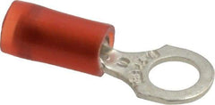Thomas & Betts - 22-16 AWG Partially Insulated Crimp Connection D Shaped Ring Terminal - #10 Stud, 0.89" OAL x 0.31" Wide, Tin Plated Copper Contact - Eagle Tool & Supply