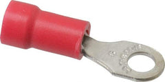 Thomas & Betts - 22-16 AWG Partially Insulated Crimp Connection D Shaped Ring Terminal - #6 Stud, 0.94" OAL x 1/4" Wide, Tin Plated Copper Contact - Eagle Tool & Supply