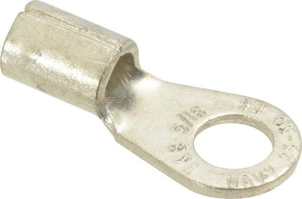 Thomas & Betts - 6 AWG Noninsulated Crimp Connection Circular Ring Terminal - 5/16" Stud, 1.32" OAL x 0.6" Wide, Tin Plated Copper Contact - Eagle Tool & Supply
