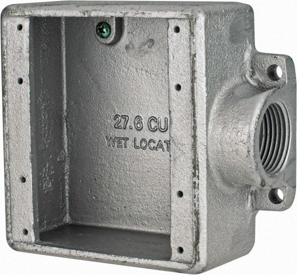 Thomas & Betts - 2 Gang, (1) 1" Knockout, Iron Rectangle Device Box - 2-3/4" Overall Width x 2" Overall Depth - Eagle Tool & Supply