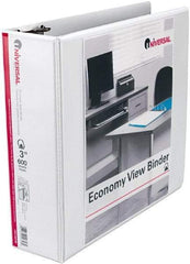 UNIVERSAL - 3" Sheet Capacity, 11 x 8-1/2", View Ring Binder - Vinyl, White - Eagle Tool & Supply