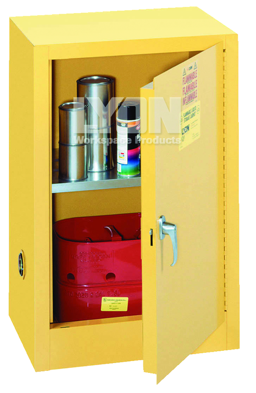 Compact Storage Cabinet - #5473 - 23-1/4 x 18 x 35" - 12 Gallon - w/one shelf, 1-door manual close - Yellow Only - Eagle Tool & Supply