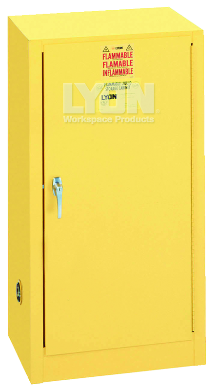 Compact Storage Cabinet - #5474 - 23-1/4 x 18 x 44" - 15 Gallon - w/one shelf, 1-door manual close - Yellow Only - Eagle Tool & Supply