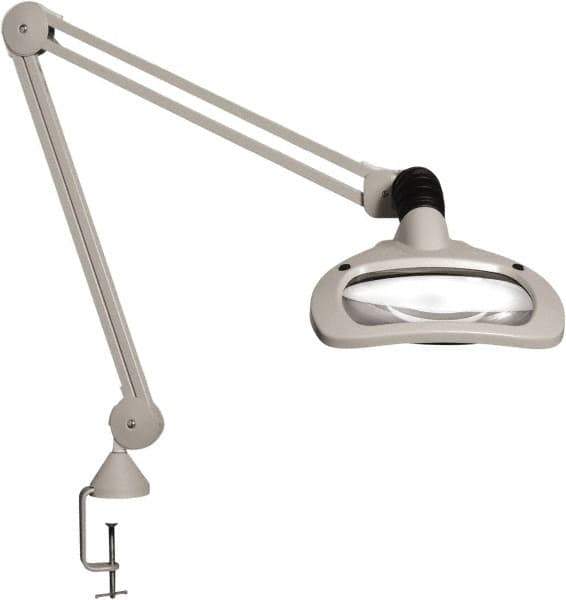 Vision Engineering - 45" Arm, Spring Suspension, Clamp Mount, LED, Light Gray, Magnifying Task Light - 6 Watts, 120 Volts, 1.88x Magnification - Eagle Tool & Supply