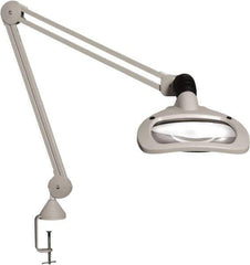 Vision Engineering - 45" Arm, Spring Suspension, Clamp Mount, LED, Light Gray, Magnifying Task Light - 6 Watts, 120 Volts, 1.88x Magnification - Eagle Tool & Supply