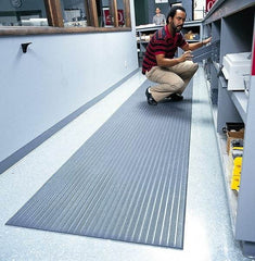 Wearwell - 60' Long x 4' Wide, Dry Environment, Anti-Fatigue Matting - Gray, Vinyl with Vinyl Sponge Base, Rounded on 4 Sides - Eagle Tool & Supply