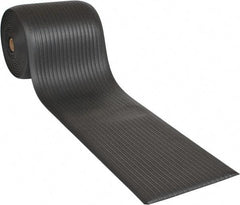 Wearwell - 60' Long x 2' Wide, Dry Environment, Anti-Fatigue Matting - Black, Vinyl with Vinyl Sponge Base, Rounded on 4 Sides - Eagle Tool & Supply
