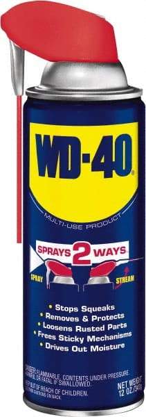 WD-40 - 12 oz Multi-Use Product with Smart Straw, Sprays 2 Ways - Multi-Purpose Lubricant: Stop Squeaks, Removes & Protects, Loosens Rusted Parts, Free Sticky Mechanisms, Drives Out Moisture - Eagle Tool & Supply