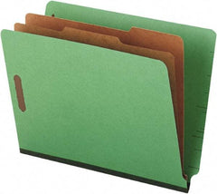 UNIVERSAL - 8-1/2 x 11", Letter Size, Green, Classification Folders with End Tab Fastener - 25 Point Stock, Straight Tab Cut Location - Eagle Tool & Supply