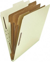 UNIVERSAL - 8-1/2 x 11", Letter Size, Gray-Green, Classification Folders with Top Tab Fastener - 25 Point Stock, Right of Center Tab Cut Location - Eagle Tool & Supply