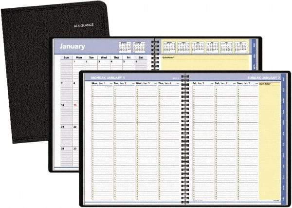 AT-A-GLANCE - 32 Sheet, 8-1/4 x 10-7/8", Weekly/Monthly Planner - Black - Eagle Tool & Supply