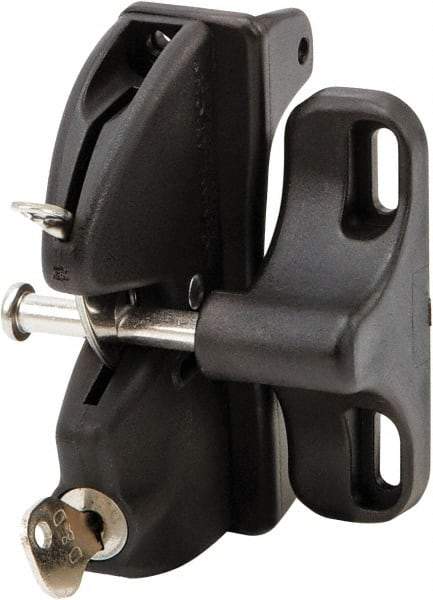 D&D Technologies - 2.830" Bar Latch Length, 3.54" High, Polymer Adjustable Gate Latch - Black Finish, 1.8" Bar Latch Projection, 7/16" Hole Diam - Eagle Tool & Supply