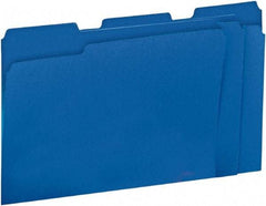 UNIVERSAL - 8-1/2 x 11", Letter Size, Blue, File Folders with Top Tab - 11 Point Stock, 1/3 Tab Cut Location - Eagle Tool & Supply