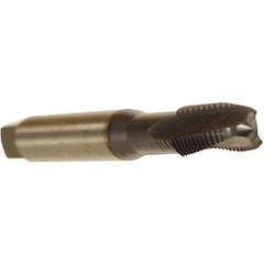 Emuge - M3x0.50 Metric 2 Flute 6HX Plug Spiral Flute Tap - Cobalt, TiCN Finish, 56mm OAL, Left Hand Flute, Right Hand Thread, Series Rekord C - Eagle Tool & Supply