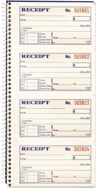 Adams Business Forms - 200 Sheet, 2-3/4 x 4-3/4", Receipt Book - Eagle Tool & Supply