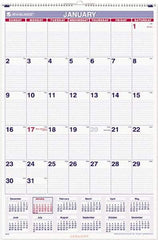 AT-A-GLANCE - 12 Sheet, 20 x 30", Wall Calendar - Blue & Red - Eagle Tool & Supply