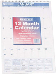 AT-A-GLANCE - 12 Sheet, 12 x 17", Planner Wall Calendar - Blue & Red - Eagle Tool & Supply