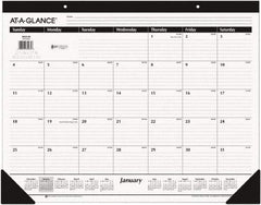 AT-A-GLANCE - 12 Sheet, 22 x 17", Desk Pad - White & Black - Eagle Tool & Supply