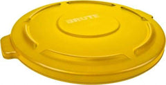 Rubbermaid - Round Lid for Use with 32 Gal Round Trash Cans - Yellow, Low-Density Polyethylene, For Brute Trash Cans - Eagle Tool & Supply