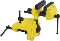 Stanley - 2-7/8" Jaw Width, 3" Opening Capacity, 1-1/2" Throat Depth, Cast Aluminum Swivel Bench Vise - Clamp-On Base Attachment, 7" Long x 3-1/4" Wide x 9-1/2" High - Eagle Tool & Supply