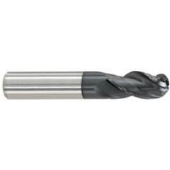 1/2" Dia. - 1" LOC - 3 OAL Ball Nose 3 FL Carbide S/E HP End Mill-AlTiN - Eagle Tool & Supply