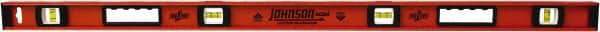 Johnson Level & Tool - 48" Long 3 Vial I-Beam Level - Aluminum, Black, 2 Plumb & 1 Level Vials - Eagle Tool & Supply